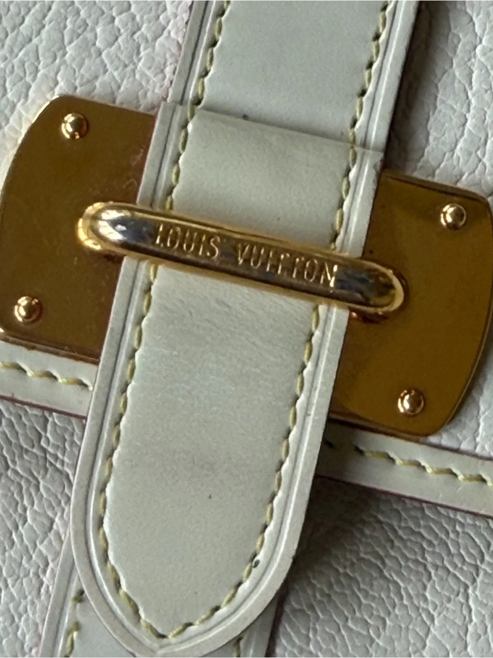 Louis Vuitton Suhali Cream Leather Wallet with Gold Hardware